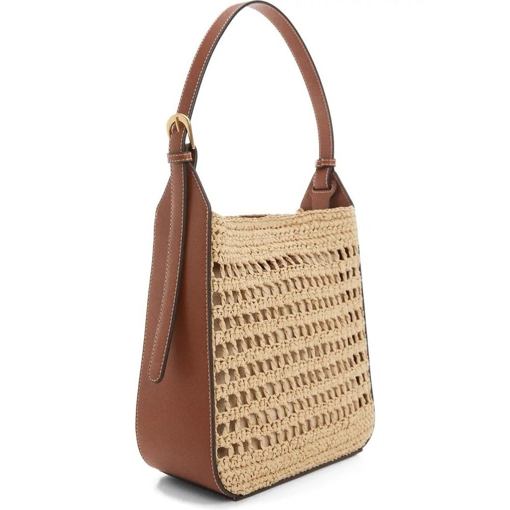 Mango Large Valeta Crocheted Raffia Bag Brown Nordstrom Lined Resort Beach